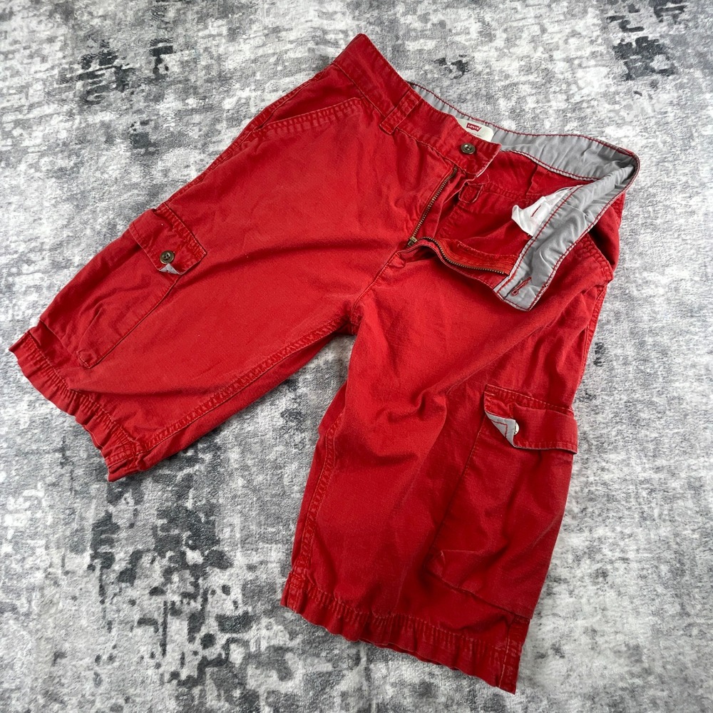 Levi's Womens 18 W29 Cargo Shorts Ripstop Red Utility‎ Gorpcore Outdoor Summer